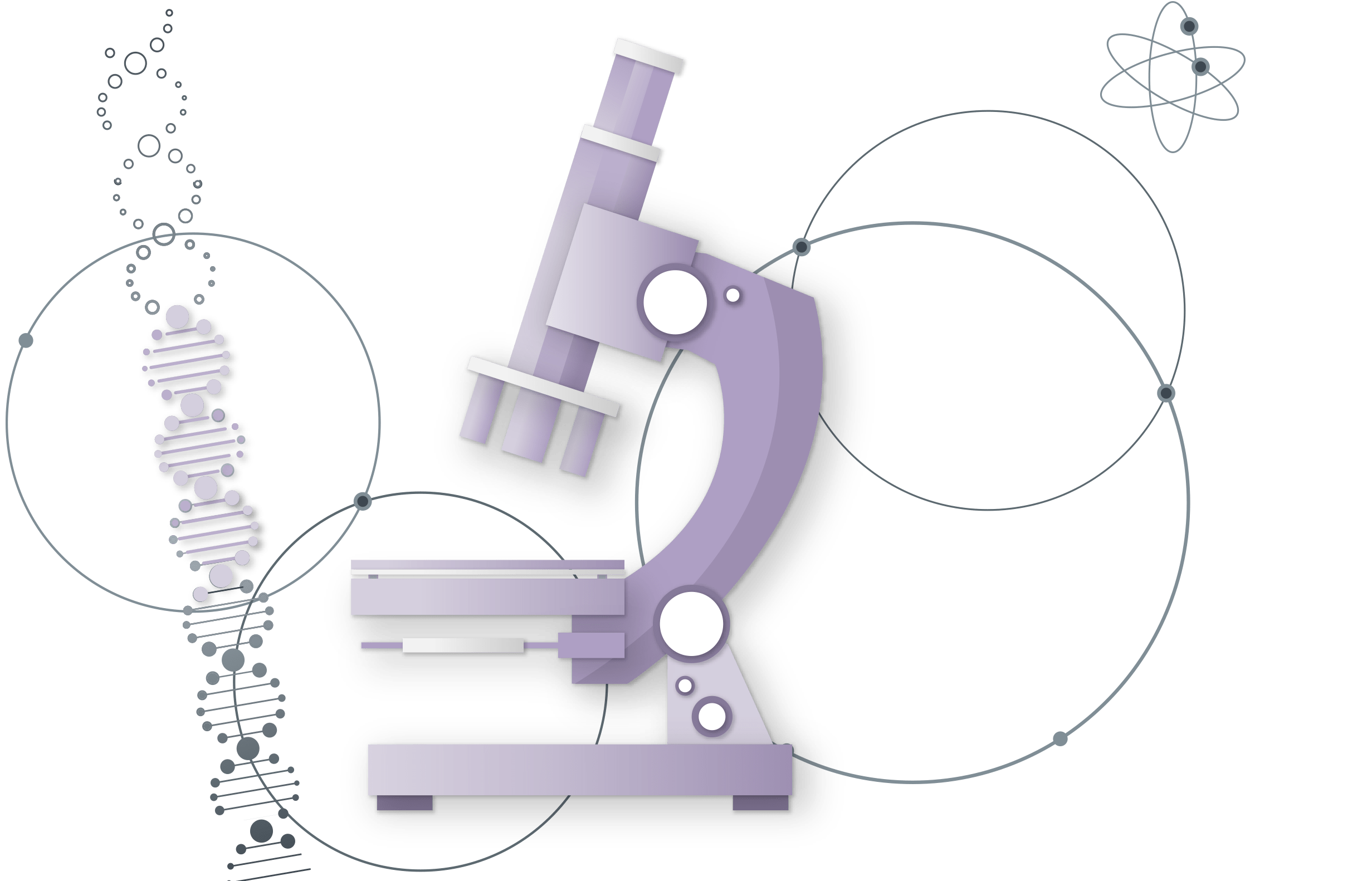 Medical and Scientific Icon showing a microscope and helix