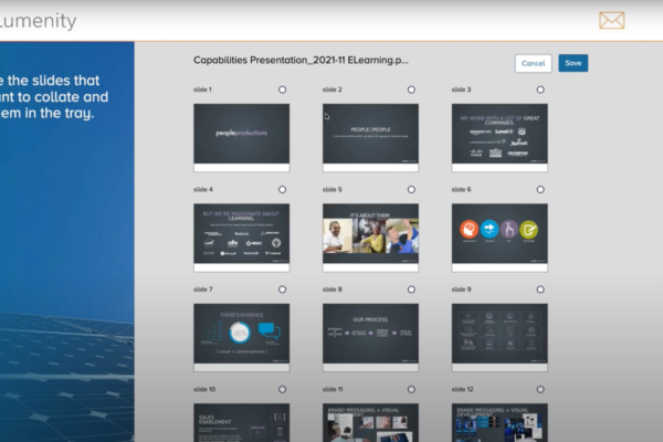 screenshot of slide gallery for presentation builder