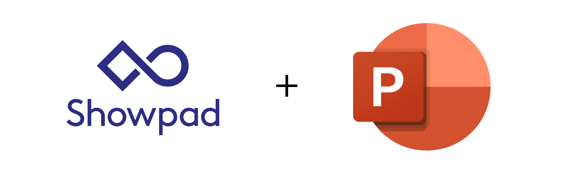 showpad logo, plus sign, powerpoint logo